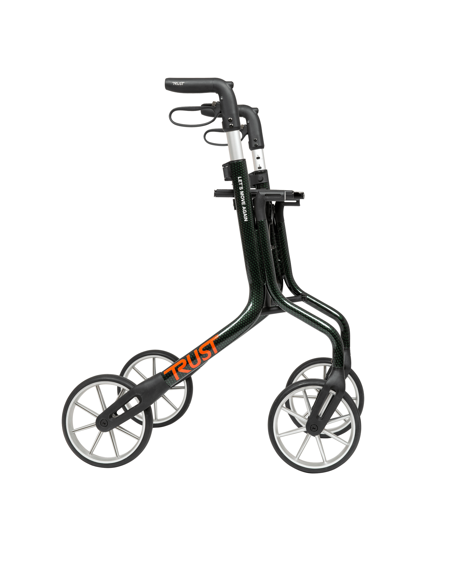 TrustCare - Let's Move Again rollator - ultralet 5,4 kg sammenklappelig til 20 cm - Grön/Svart