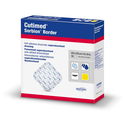 Superabsorberende bandage Cutimed Sorbion - 20x20cm silikone Border - 10 stk