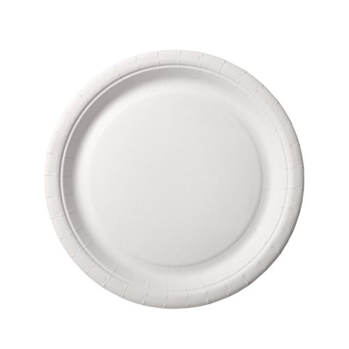 Flad paptallerken - 22 cm hvid ubelagt Svanemærket - 100 stk