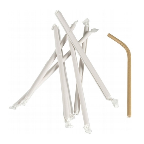 Papperssugrör böjbart - 24cm 6mm brunt hygienförpackat - 250 st