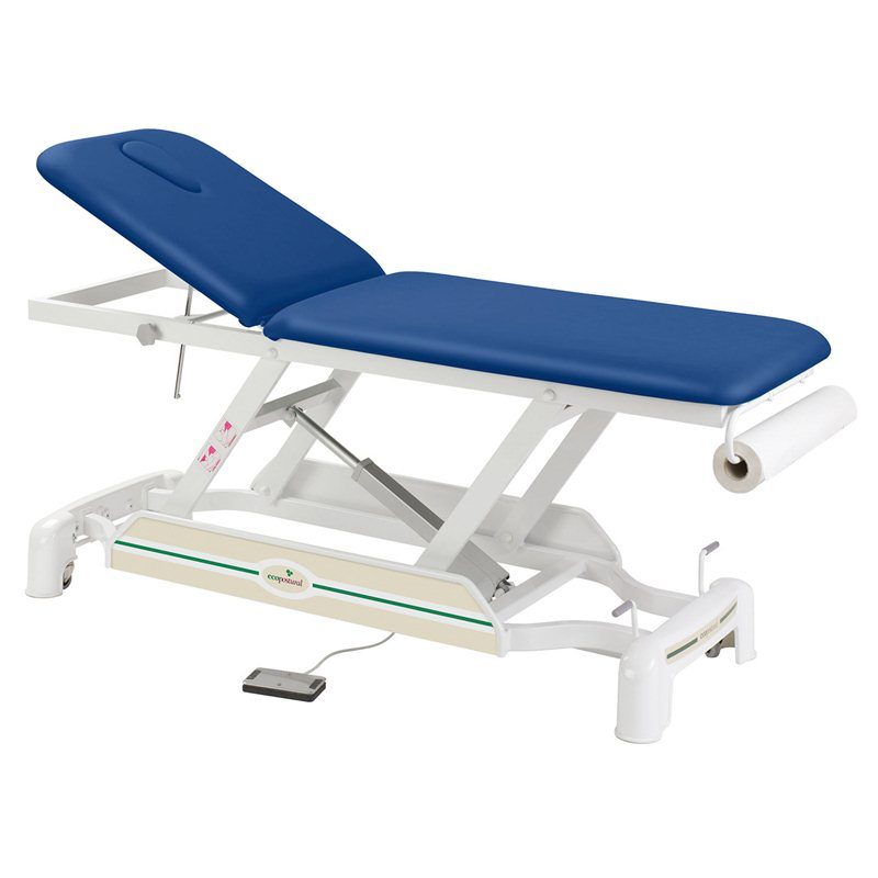 Elektrische Behandlungsliege - 2-teilig mit Rollen - Papierrollenhalter - Fußpedal