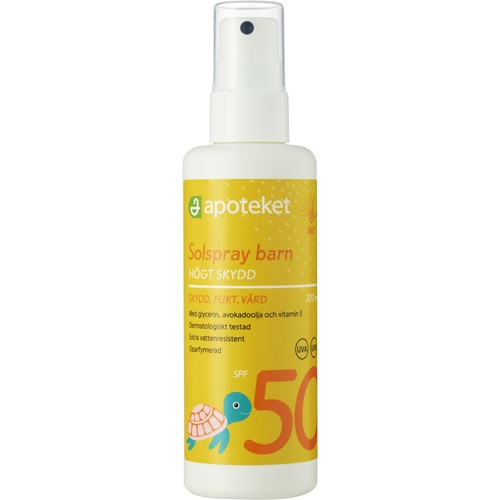 Apoteket solcreme til børn - 200ml SPF 50 uparfumeret spray