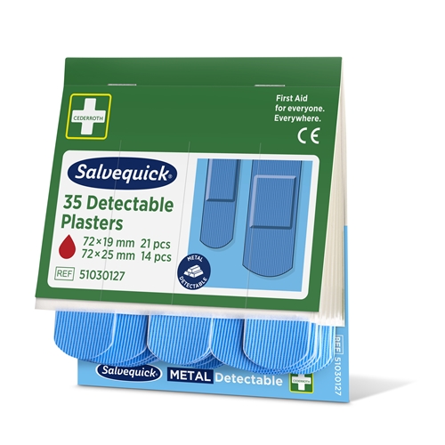 Plastre Salvequick refill - 35 Detectable blå - 210 stk.