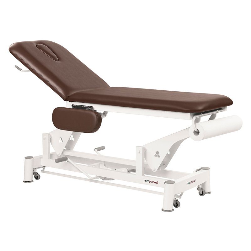 Hydraulische Behandlungsliege - 2-teilig mit Armstützen und Rollen - (Negative Neigung) - Med armstöd
