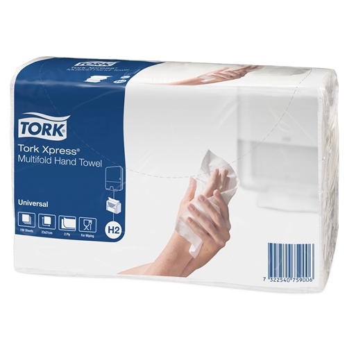 Pappershandduk 2-L z-vikt multifold H2 - Tork Universal 21,3x23,4cm - 3800 st