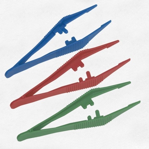 Disposable plastic forceps Bastos Viegas - 130mm green non-sterile - 50 pcs