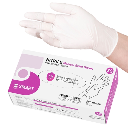Rękawice nitrylowe Selefa PF XS SMART białe AQL 1,5 200 szt.