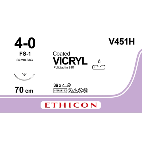Sutur Vicryl 4-0 V451H - 70 cm nål FS-1 - 36 stk.
