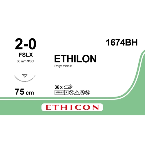 Ethilon sutur 2-0 1674BH - 75 cm FSLX-nål - 36 stk.