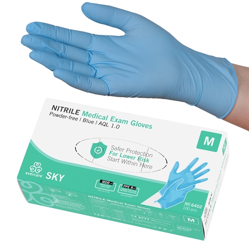 Evercare PF Nitrilhandschuhe Größe M SKY blau AQL 1.0 100 Stück