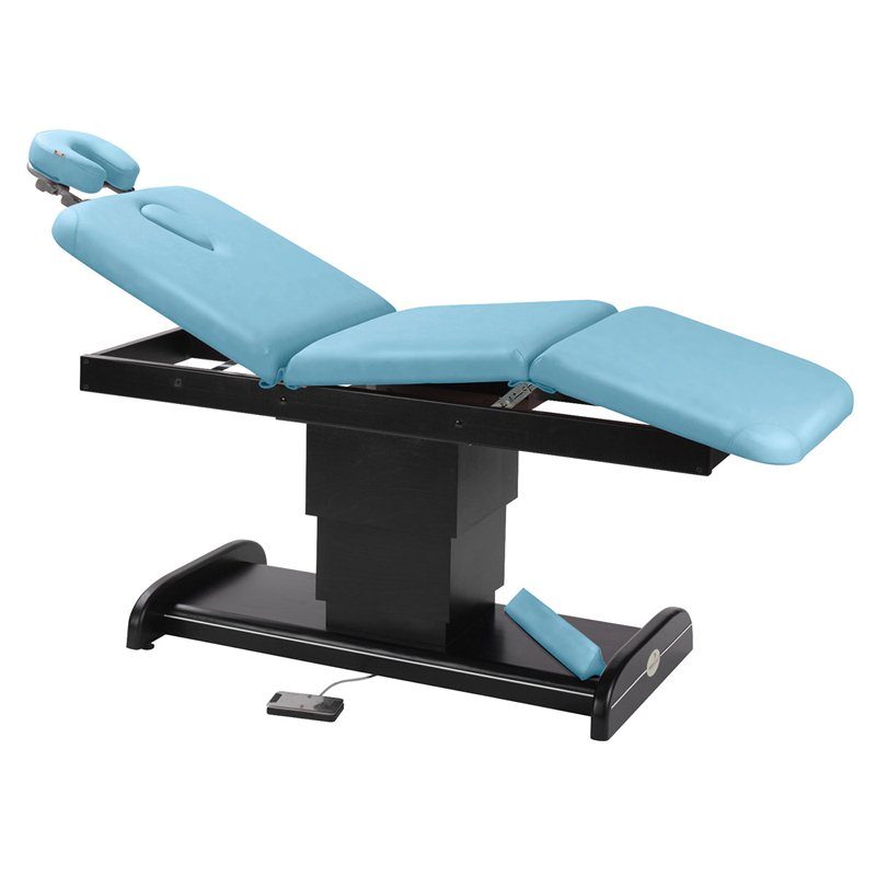 Elektrische Behandlungsliege / Massageliege - 3-teilig mit Holzsockel (dunkle Ausführung)