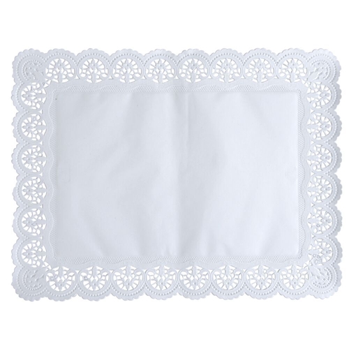 Lace paper rectangular - 30x40cm white lace - 100 pcs