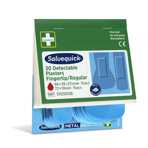 Pflaster Salvequick Nachfüllpackung - 30 detektierbar blau sortiert - 180 Stück
