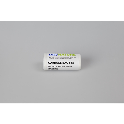 Affaldspose BIO PolyNATURE - 8L 198/192x410mm 15my hvid - 600 stk