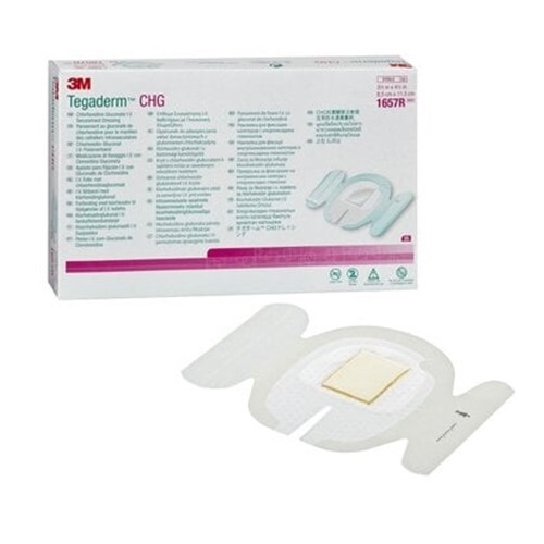 Keskuslaskimokatetrin sidos Tegaderm CHG - 8,5x11,5 cm vahvistettu halkio - 25 kpl