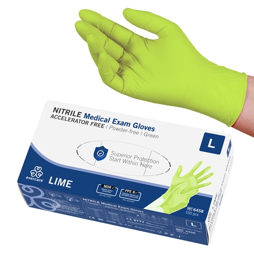 Handske af nitril Evercare PF - L lime acc-fri grøn AQL 1,5 - 150 stk.