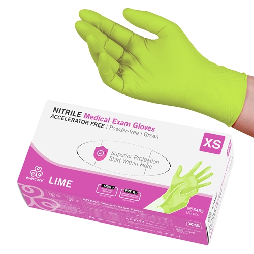 Nitrilhandschuhe Evercare PF - XS lime puderfrei grün AQL 1 5 - 150 Stück