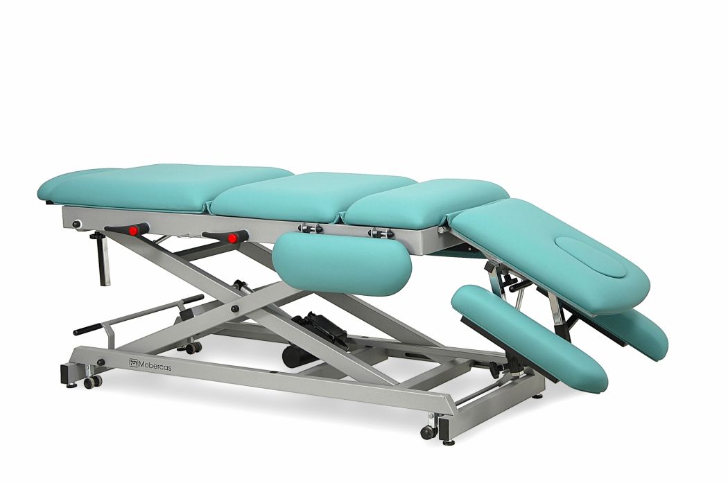 Elektryczny stół do masażu i osteopatii 4-częściowy z 4 podłokietnikami i kółkami