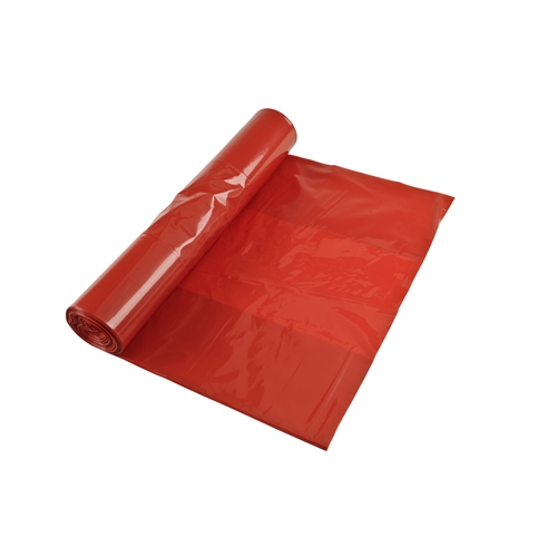 Affaldssæk i LD-plast polyPRIMA optisk - 70L 600x900mm 45my rød rle25st - 25 stk