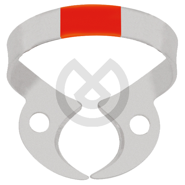 Kofferdamklammer i matt finish – Flat Jawed Small Molar Clamp W3 Orange