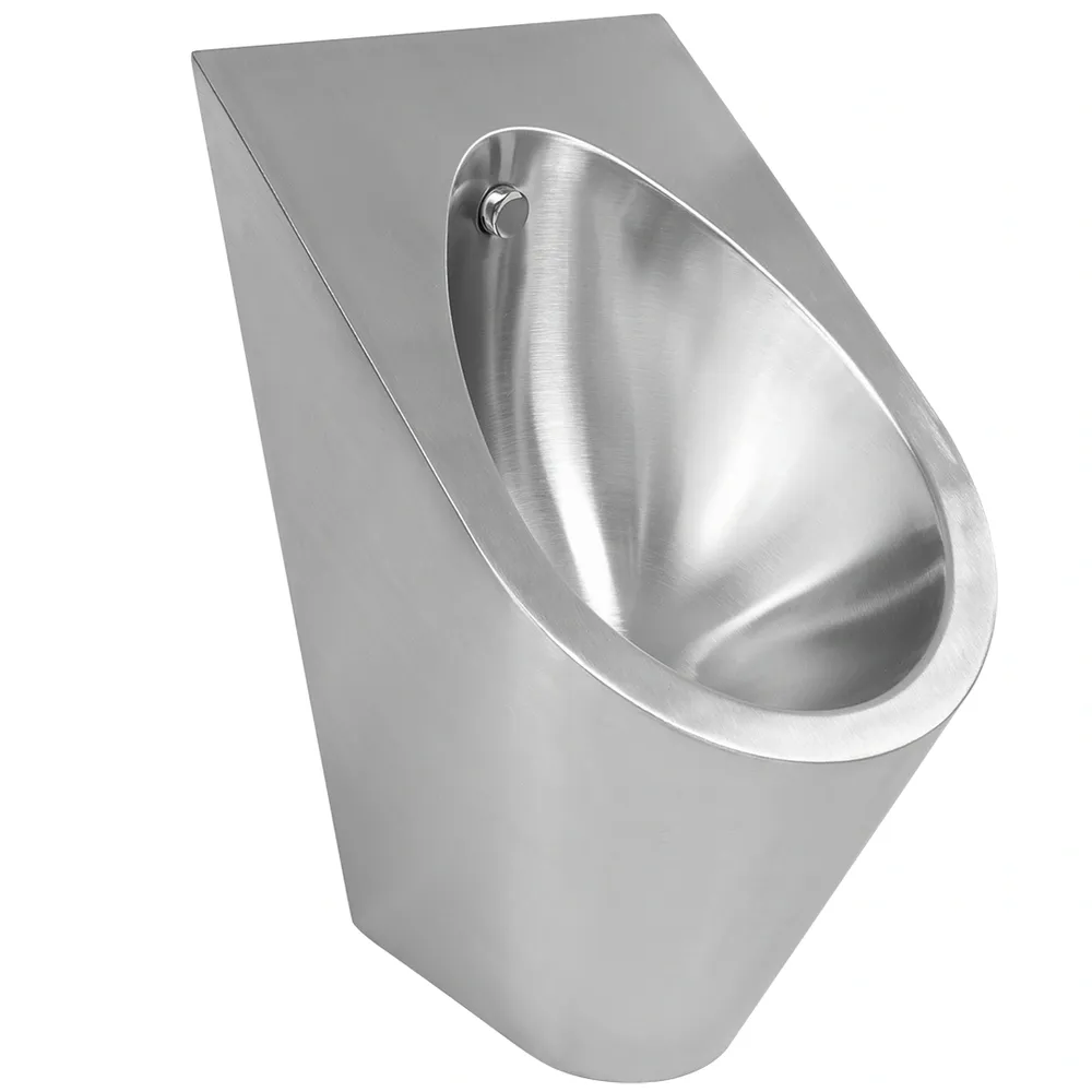 Vægmonteret urinal i børstet rustfrit stål
