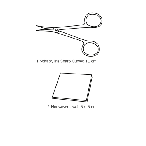 Augenschere gebogen Einweg 11 cm einzeln verpackt 120 St.