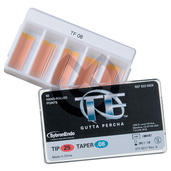 TF Guttaperka, storlek 25, konisk .04-.012 – Guttapercha Tf .06 N.25 Sybron