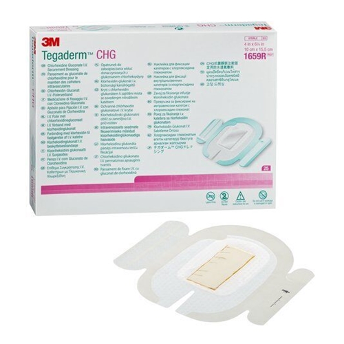 Keskuslaskimokatetrin sidos Tegaderm CHG - 10x15,5 cm PICC vahvistettu halkiollinen - 25 kpl