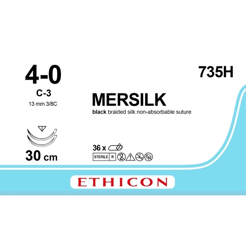 Silkkiompelulanka 4-0 735H - 30 cm neula 2XC-3 silkki - 36 kpl
