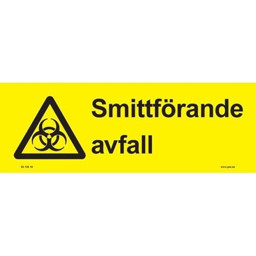 Dekal ”Smittförande avfall” - 297x105mm, självhäftande dekal