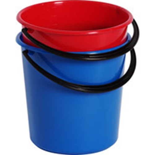 Hink plast 10L - röd med plastgrepe