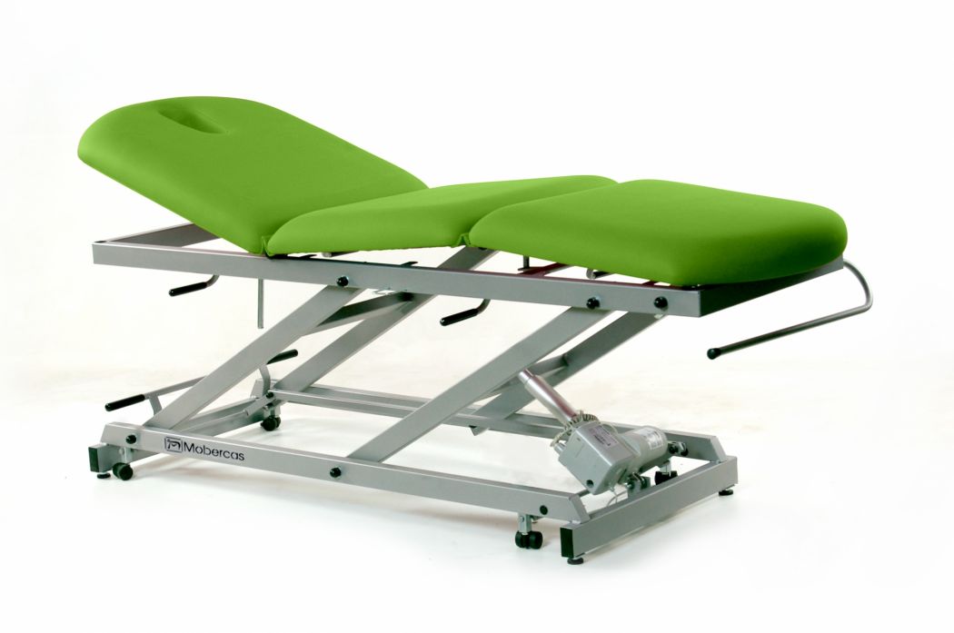 Elektrisk behandlingsbriks - 3-delt med hjul - central foldning - 184 x 62 cm