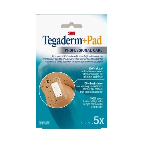 Haavakalvo imutyynyllä Tegaderm + Pad - 5x7cm (tyyny 2,5x4cm) kuluttajapakkaus - 5 kpl