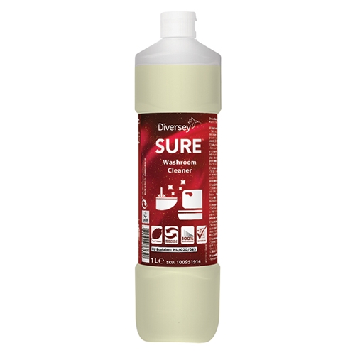 Saniteettitilojen puhdistusaine SURE Washroom Cleaner - 1L pH=12 hajusteeton