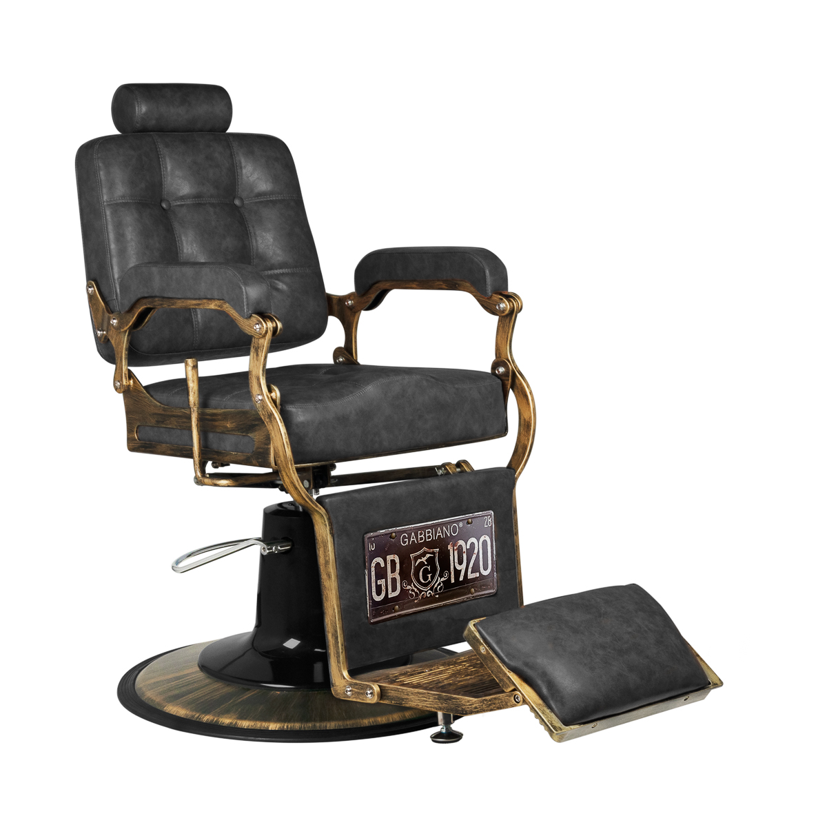 Fotel barberski Gabbiano Boss HD stare czarne skóra