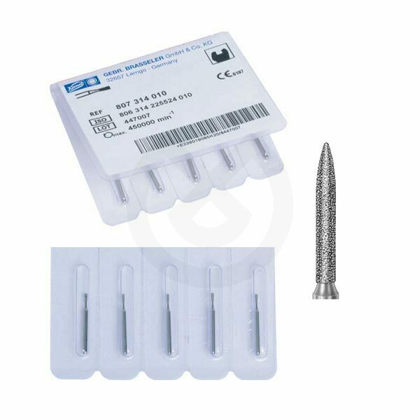 Diamantborr för turbinvinkelstycke, modell 862, flamformad, aktiv längd 8 mm – Fg Burs 862-314-016 Medium Grit