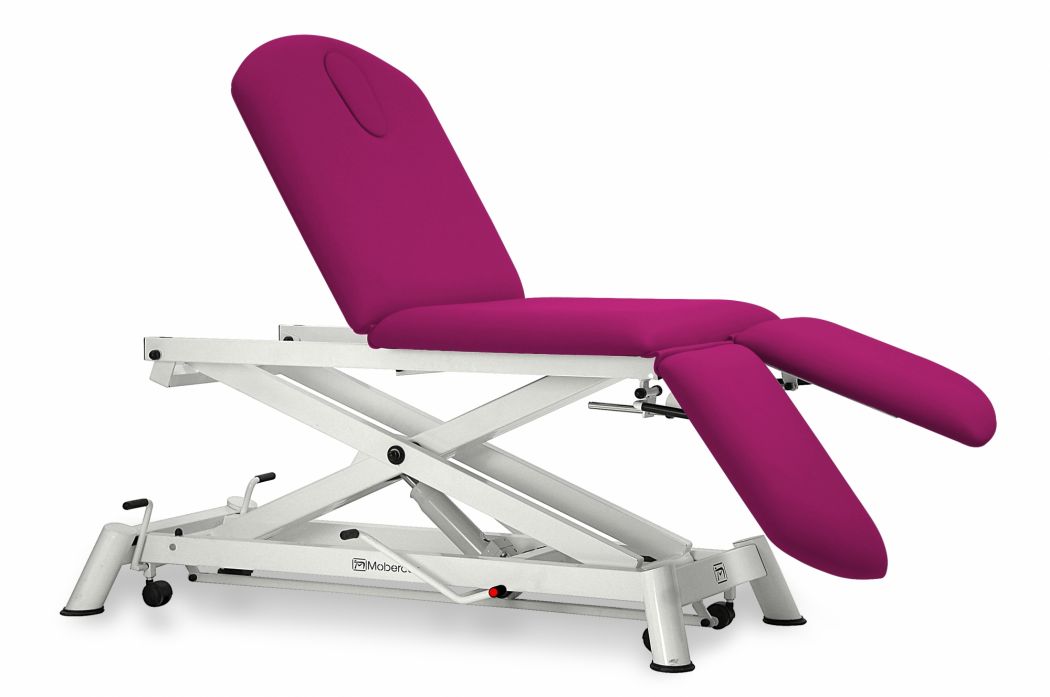 Hydrauliczny fotel zabiegowy 3-częściowy z niezależnymi podnóżkami i kółkami - 189 x 62 cm