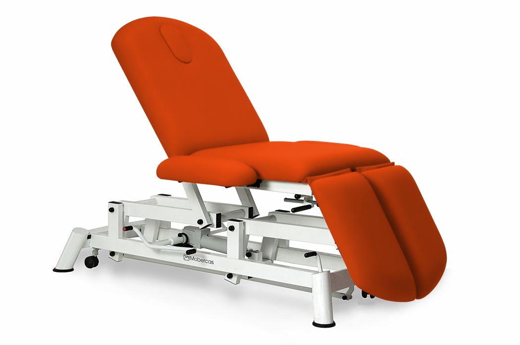 Hydrauliczny fotel zabiegowy 3-częściowy z podłokietnikami i niezależnymi podnóżkami - 184 x 62 cm