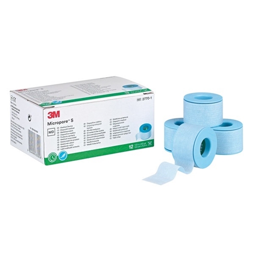 Silikonpflaster Micropore S - 2,5 cm x 5 m hellblau perforiert - 12 St.