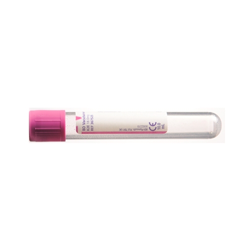 Vakuumrör BD Vacutainer pappersetikett – 10/10ml K2EDTA lila – 100 st