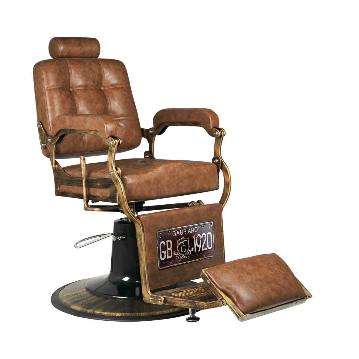 Gabbiano barberstol Boss old leather ljusbrun