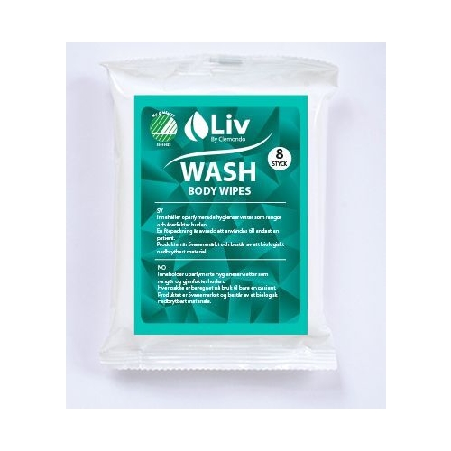 Bed bath washcloth Liv - 20x22cm unperfumed pre-moistened 8 pcs/pack - 8 pcs