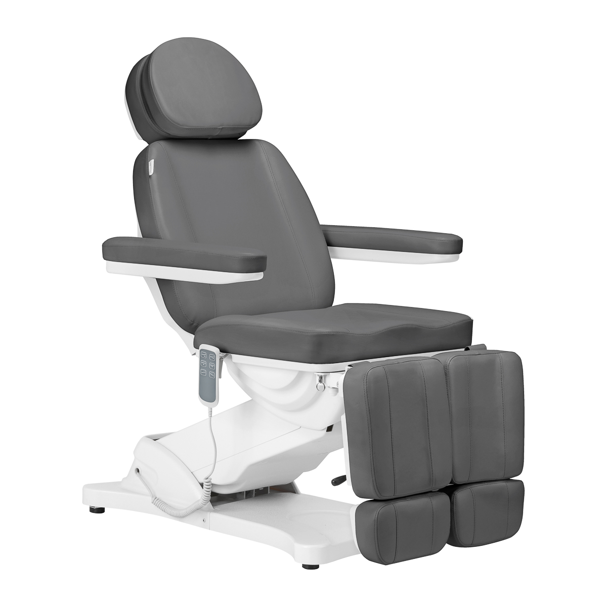 Elektryczny fotel kosmetyczny SILLON CLASSIC z 3 silnikami i podnóżkiem do pedicure szary