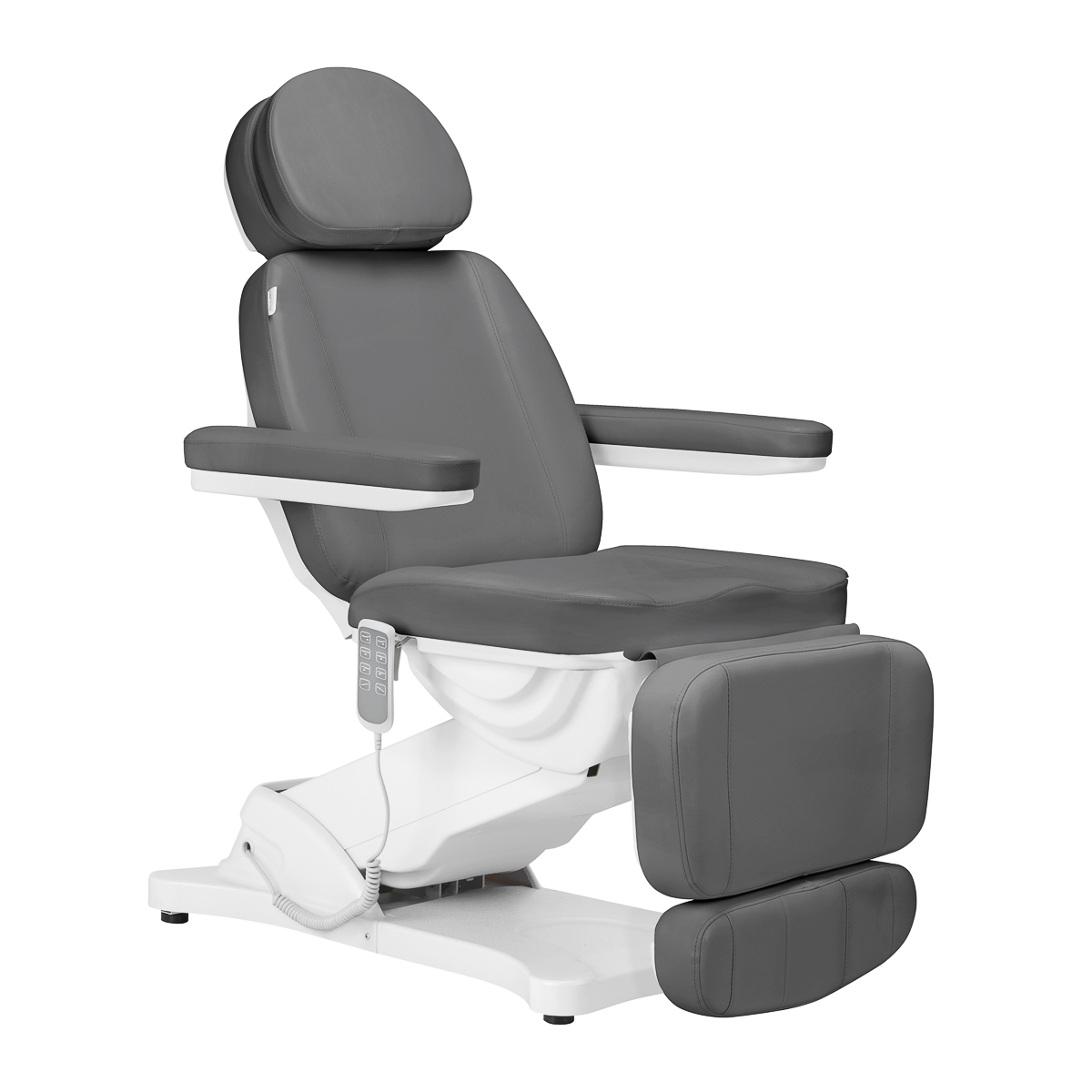 Elektryczny fotel kosmetyczny Sillon Classic z 4 silnikami i kołyską szary