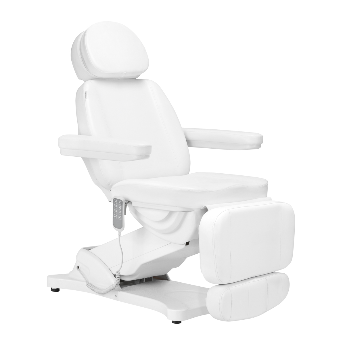 Elektryczny fotel kosmetyczny Sillon Classic z 4 silnikami i kołyską biały