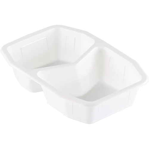 Plastic tray PP HMR Duniform - 540/400ml 215x148x50mm 2 compartments white - 312 pcs
