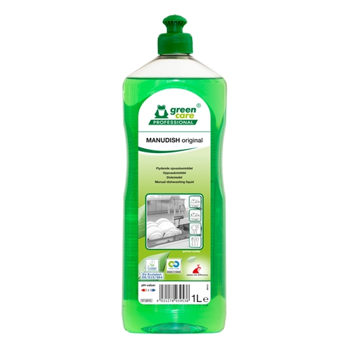 Håndopvaskemiddel MANUDISH Original - 1 l uparfumeret EU-Ecolabel - 10 stk.