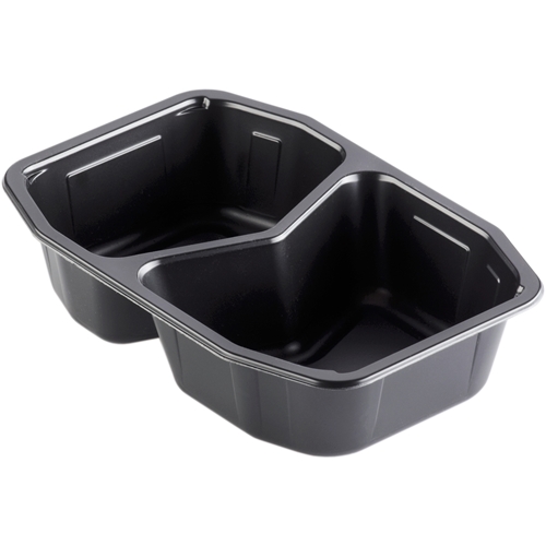 Plastic container PP HMR Duniform - 540/400ml 215x148x50mm 2-comp black - 312 pcs