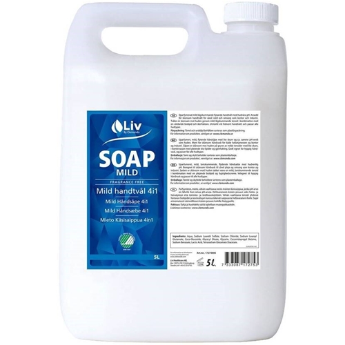 Mild håndsæbe 4-i-1 Liv - 5000 ml uparfumeret - 2 stk.