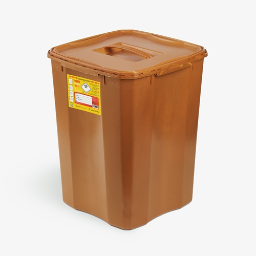 Risikoaffaldsboks Woodsafe - 50L enkeltlås med håndtag - 96 stk